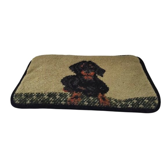 Dachshund Needlepoint Zip Pouch 100% Wool On 100% Cotton Canvas - Picture 9 of 12